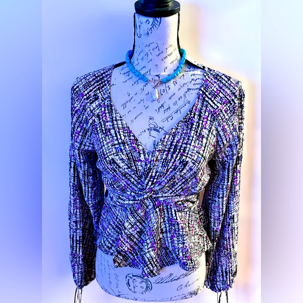 New Express Peplum Faux Wrap blouse